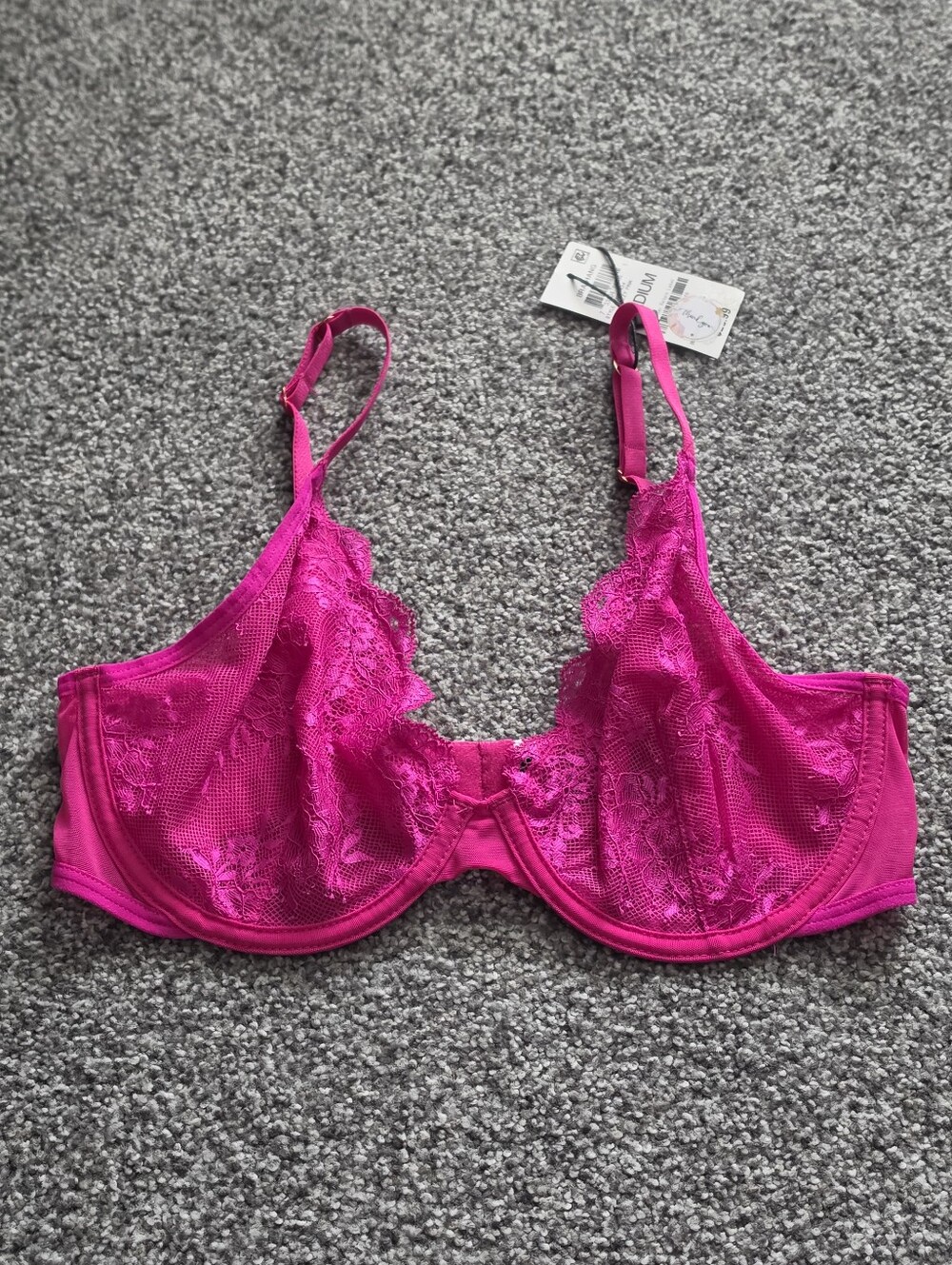 INC International Concepts Fuchsia Lace Underwire Bra